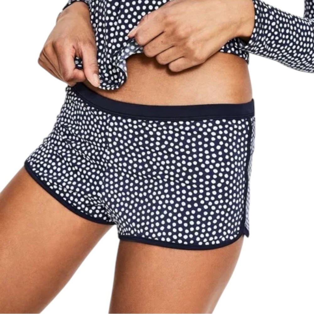 Boden Swim Shorts Women’s Size 10 Navy Polka Dot Piping Swim Bottoms